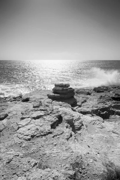 Itália Sicília Mar Mediterrâneo Sampieri Província Ragusa Vista Costa Rochosa — Fotografia de Stock