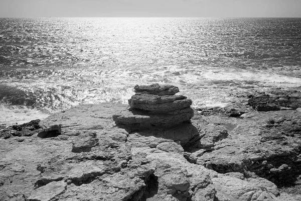 Itália Sicília Mar Mediterrâneo Sampieri Província Ragusa Vista Costa Rochosa — Fotografia de Stock