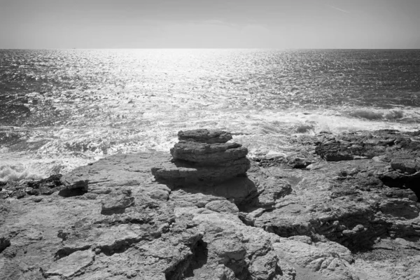 Itália Sicília Mar Mediterrâneo Sampieri Província Ragusa Vista Costa Rochosa — Fotografia de Stock