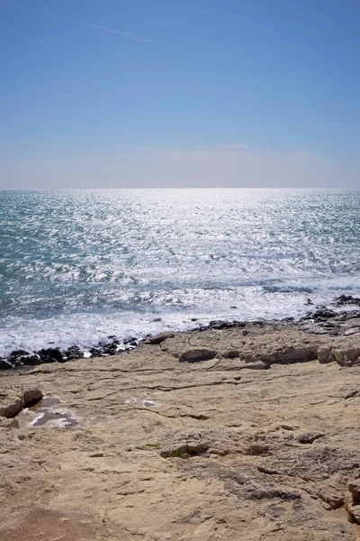 Italia Sicilia Mar Mediterráneo Sampieri Provincia Ragusa Vista Costa Rocosa — Foto de Stock