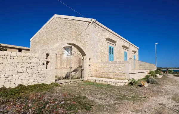 Italia Sicilia Mar Mediterráneo Sampieri Provincia Ragusa Antigua Casa Piedra — Foto de Stock