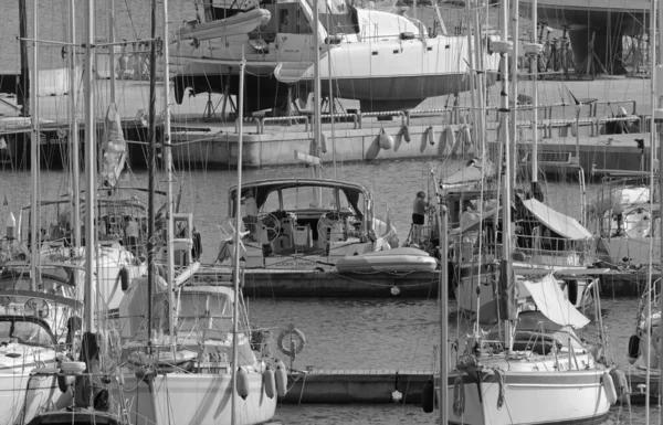 Italien Sicilien Medelhavet Marina Ragusa Ragusaprovinsen Oktober 2020 Segelbåtar Hamnen — Stockfoto