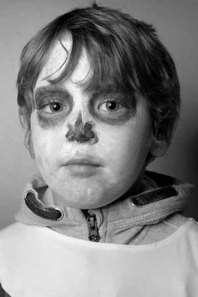 Portrait of 4 yeras old male child with Halloween makeup