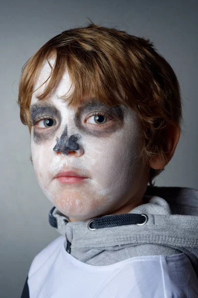 Retrato Niño Varón Años Con Maquillaje Halloween — Foto de Stock