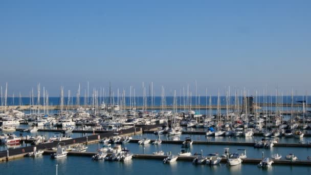 Italy Sicily Mediterranean Sea Marina Ragusa Ragusa Province Motor Boats Stock Video