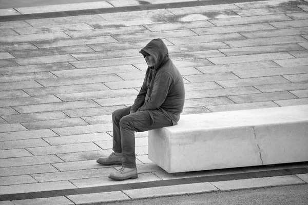 Italy Sicily Marina Ragusa Ragusa Province October 2020 Man Sitting — Stock Photo, Image