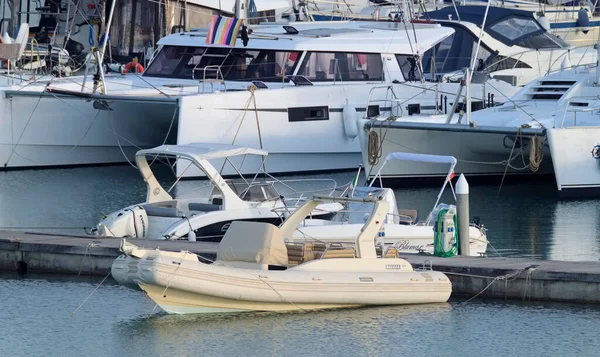 Italien Sizilien Mittelmeer Marina Ragusa Provinz Ragusa November 2020 Motorboote — Stockfoto