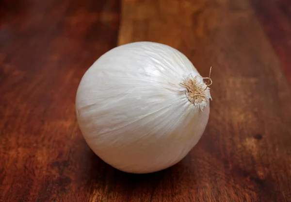 Alimentation Oignon Blanc Sur Une Table Bois — Photo