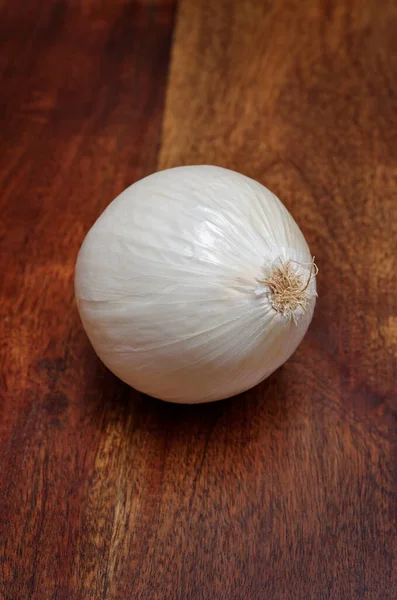 Food White Onion Wooden Table — Stock Photo, Image