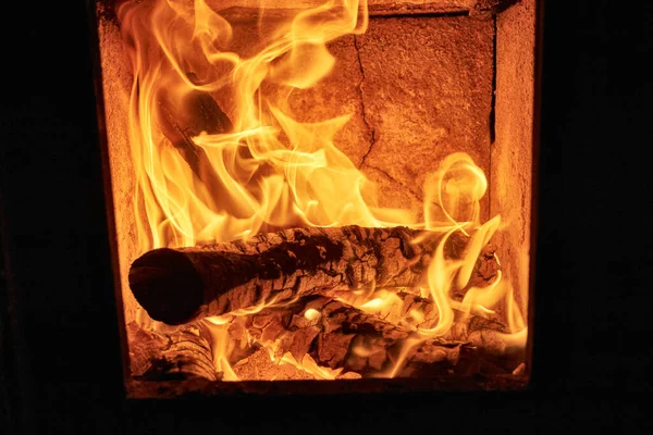 Spalanie Drewna Opałowego Piecu — Zdjęcie stockowe