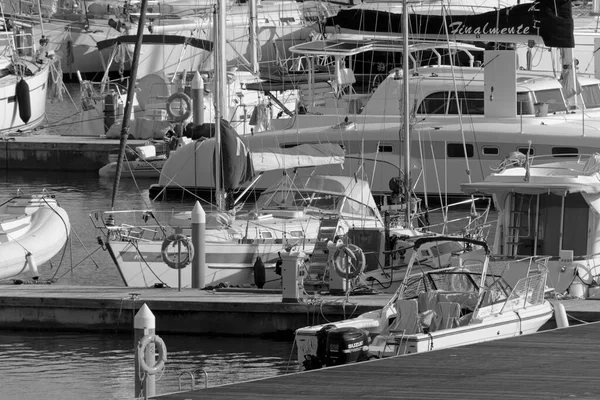 Italien Sicilien Medelhavet Marina Ragusa Ragusaprovinsen November 2020 Motorbåtar Och — Stockfoto