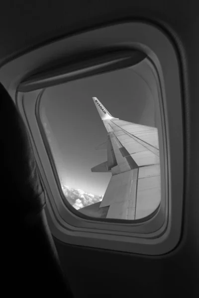 Italy Sicily January 2015 Flying Airplane Passenger Window Editorial — Stock Photo, Image