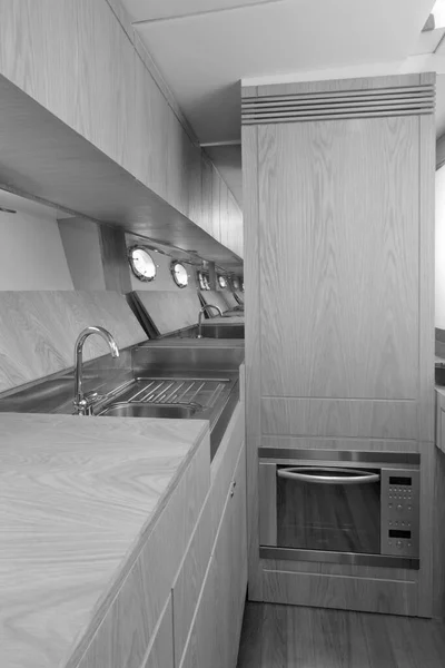 Italy Fiumicino Rome Luxury Yacht Meters Dinette Kitchen Area — Stock Photo, Image