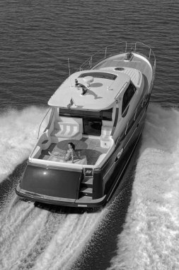 İtalya, Fiumicino (Roma), 12 Mart 2007, Newport 46 ABATI YACHTS lüks yat, hava manzaralı - EDITORIAL