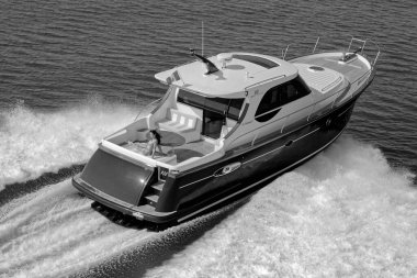 İtalya, Fiumicino (Roma), 12 Mart 2007, Newport 46 ABATI YACHTS lüks yat, hava manzaralı - EDITORIAL