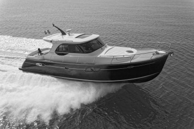 İtalya, Fiumicino (Roma), 12 Mart 2007, Newport 46 ABATI YACHTS lüks yat, hava manzaralı - EDITORIAL