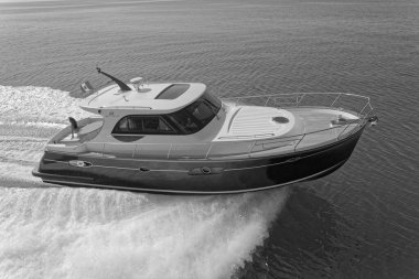 İtalya, Fiumicino (Roma), 12 Mart 2007, Newport 46 ABATI YACHTS lüks yat, hava manzaralı - EDITORIAL