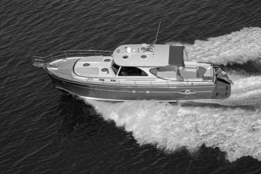 İtalya, Fiumicino (Roma), 12 Mart 2007, Portland 55 ABATI YACHTS lüks yat, hava manzaralı - EDITORIAL