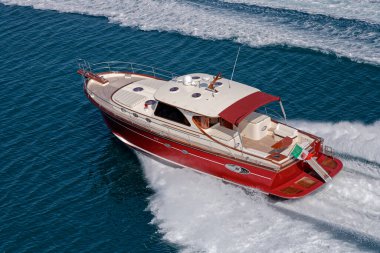İtalya, Fiumicino (Roma), 12 Mart 2007, Portland 55 ABATI YACHTS lüks yat, hava manzaralı - EDITORIAL
