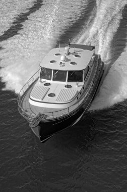 İtalya, Fiumicino (Roma), 12 Mart 2007, Portland 55 ABATI YACHTS lüks yat, hava manzaralı - EDITORIAL