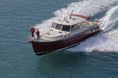 İtalya, Fiumicino (Roma), 12 Mart 2007, Portland 55 ABATI YACHTS lüks yat, hava manzaralı - EDITORIAL