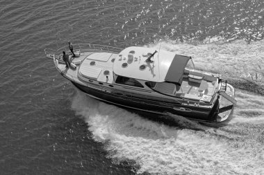 İtalya, Fiumicino (Roma), 12 Mart 2007, Portland 55 ABATI YACHTS lüks yat, hava manzaralı - EDITORIAL