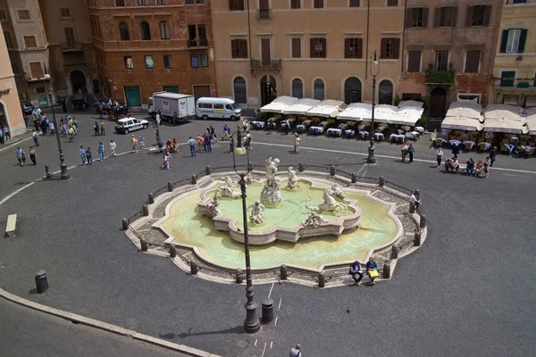 Italy Rome May 2004 View People Neptune Fountain Navona Square — Stock Photo, Image