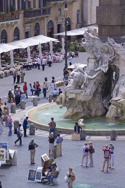 Italy Rome May 2004 View People Rivers Fountain Navona Square — Stock Photo, Image