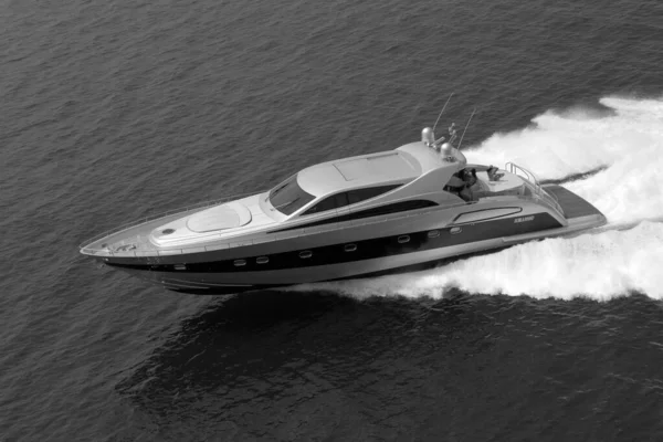 Italy Fiumicino Rome May 2005 People Alfamarine Luxury Yacht Aerial — Stock Photo, Image