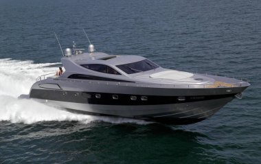 İtalya, Fiumicino (Roma), 4 Mayıs 2005, ALFAMARINE 78 lüks yatta, hava manzaralı - EDITORIAL