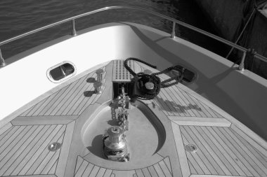 Italy, Fiumicino (Rome), Alfamarine 78 luxury yacht, the bow winch for the anchor chain