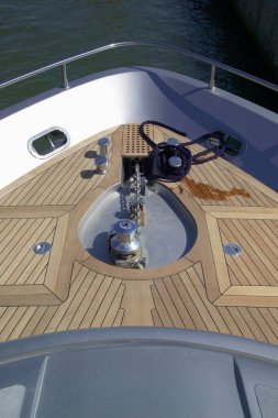 Italy, Fiumicino (Rome), Alfamarine 78 luxury yacht, the bow winch for the anchor chain