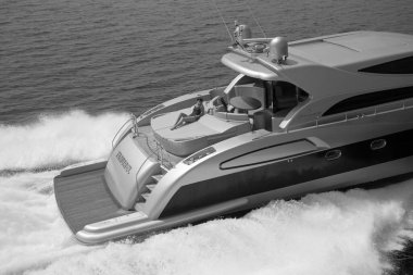 İtalya, Fiumicino (Roma), 3 Mayıs 2005, ALFAMARINE 78 lüks yatta, hava manzaralı - EDITORIAL