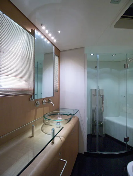 France Cannes September 2005 Cnm Continental Luxury Yacht Master Bathroom — Stock Photo, Image