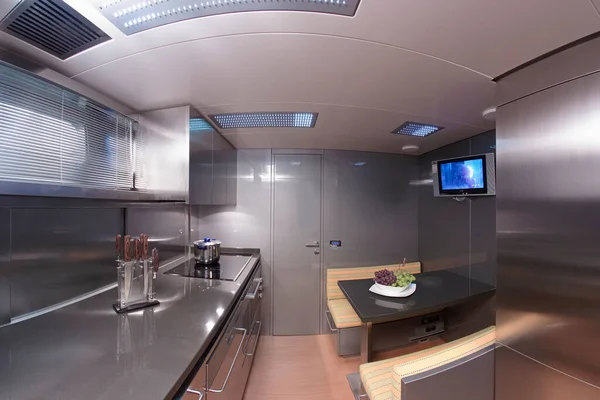 Франция Канны Сентября 2005 Cnm Continental Luxury Yacht Kitchen Area — стоковое фото