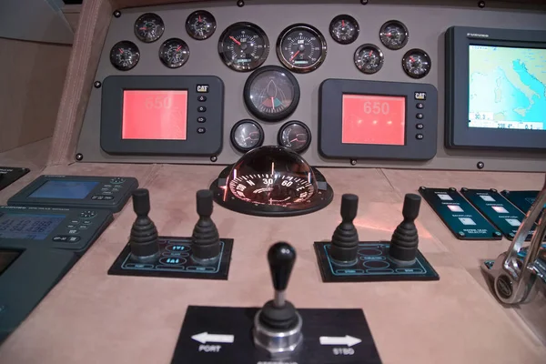 France Cannes September 2005 Cnm Continental Luxury Yacht Dinette Cockpit — Stock Photo, Image