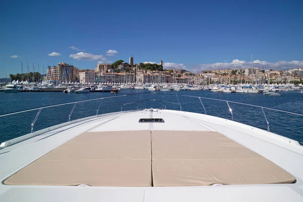 Frankrike Cannes Cnm Continental Lyxyacht Hamnen Över Fören — Stockfoto