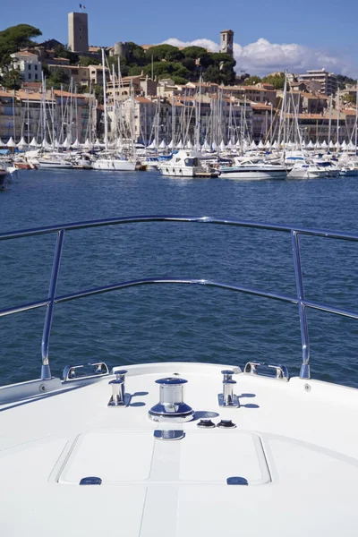 Frankrike Cannes Cnm Continental Lyxyacht Hamnen Över Fören — Stockfoto