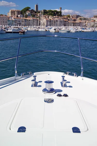 Frankrike Cannes Cnm Continental Lyxyacht Hamnen Över Fören — Stockfoto