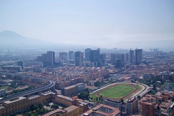 Italy Naples Aerial View City Its Commercial Center Volcano Vesuvio — Stock Photo, Image