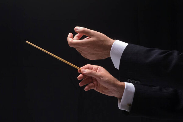 The hands of a music conductor