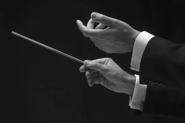 The hands of a music conductor