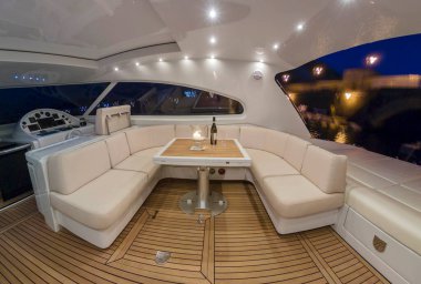 Italy, Circeo (Rome), Tyrrhenian sea; 15 September 2005, Rizzardi 63HT luxury yacht, view of the cockpit at night - EDITORIAL