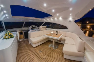 Italy, Circeo (Rome), Tyrrhenian sea; 15 September 2005, Rizzardi 63HT luxury yacht, view of the cockpit at night - EDITORIAL