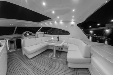 Italy, Circeo (Rome), Tyrrhenian sea; 15 September 2005, Rizzardi 63HT luxury yacht, view of the cockpit at night - EDITORIAL