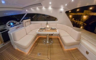 Italy, Circeo (Rome), Tyrrhenian sea; 15 September 2005, Rizzardi 63HT luxury yacht, view of the cockpit at night - EDITORIAL