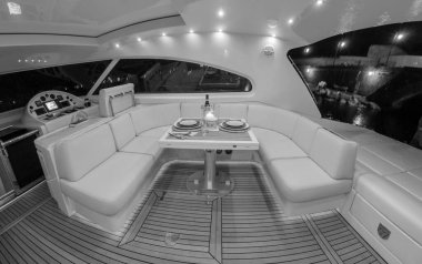 Italy, Circeo (Rome), Tyrrhenian sea; 15 September 2005, Rizzardi 63HT luxury yacht, view of the cockpit at night - EDITORIAL
