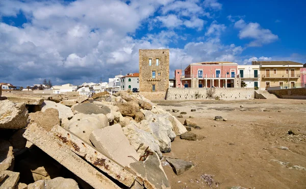 Ιταλία Σικελία Μεσόγειος Θάλασσα Punta Secca Επαρχία Ragusa Άποψη Ενός Εικόνα Αρχείου