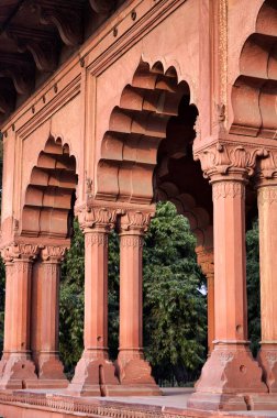 Hindistan, Delhi, Kızıl Kale, Diwan-I-Am, Yamuna nehrinin kıyısında, kale Şah Cihan tarafından 17. yüzyılın Delhi kalesi olarak inşa edildi.