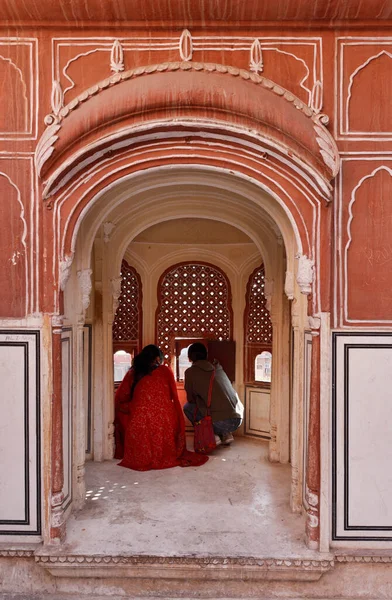 Στην Ινδία Rajasthan Jaipur Παλάτι Των Ανέμων Hawa Mahal Χτίστηκε — Φωτογραφία Αρχείου